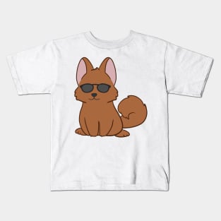 Brown dog wearing sunglasses Kids T-Shirt